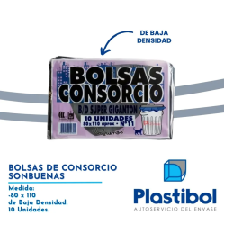 Bolsas consorcio BD 80x110 x10un s/buenas
