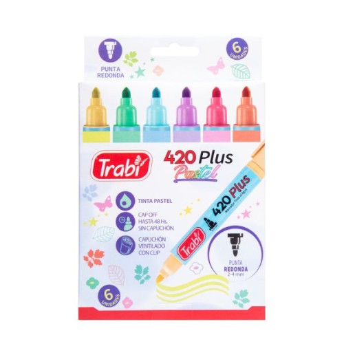 Marcador 420 pastel x6 surtido